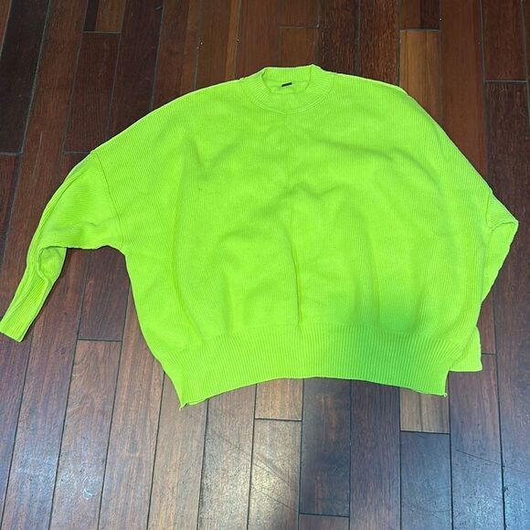 Free People Chunky Knit Florescent Green Sweater - Picture 1 of 4